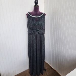 Enfocus Long Evening Dress Special Occasions Shimmer Glitter Black Silver 20W